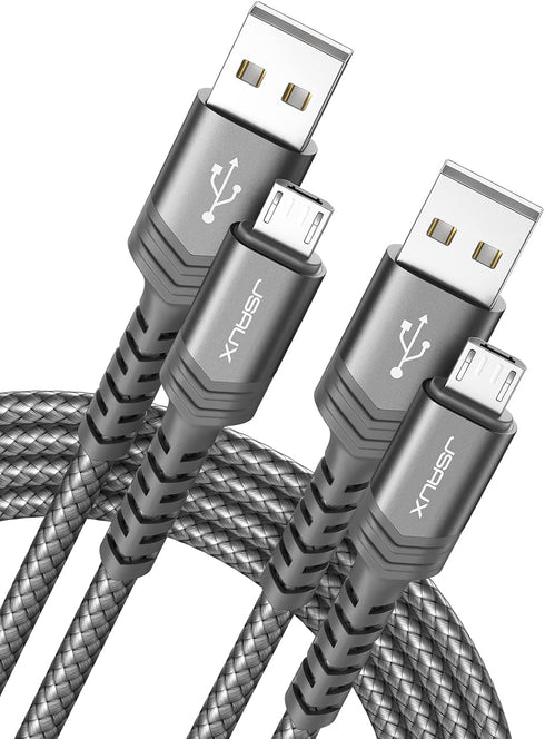 JSAUX Micro USB Cable Android Charger, (2-Pack 6.6FT) Micro USB Android Charger Cable Nylon Braided Cord Compatible with Galaxy S7 S6 J7 Edge Note...