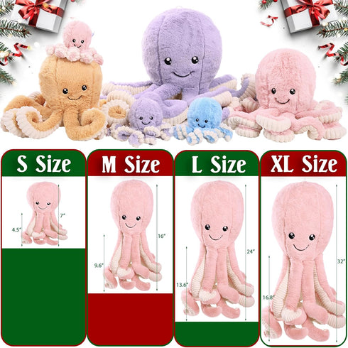 DENTRUN Octopus Stuffed Animals, Giant Octopus Plush Doll Play Toys for Kids Girls Boys Adults Birthday Xmas Halloween Present Stuffed Sea Animals...