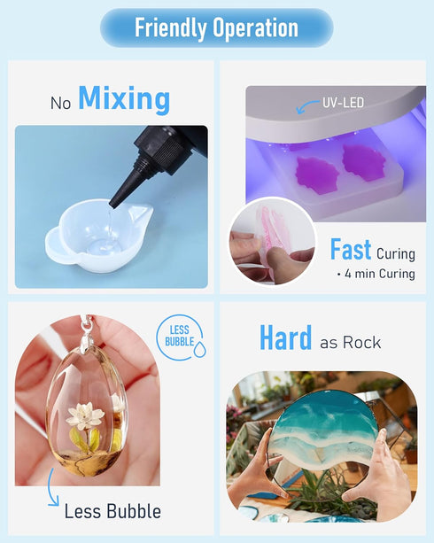 Nicpro UV Resin 200g, 2 PCS Crystal Clear UV Glue Hard, High Viscosity & Quick Curing UV Epoxy Resin Kit for Jewelry Making, Craft, Doming, Coatin...