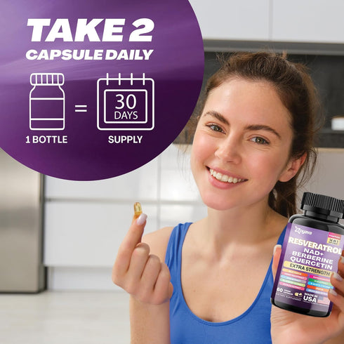 Resveratrol Supplement 12600mg NAD+ 100mg Milk Thistle 900mg Berberine 4000mg Fisetin 500mg Quercetin 800mg NAC 100mg Grape Seed Extract 400mg Gre...