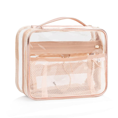 CUBETASTIC Clear Toiletry Bag for Women, Small Travel Bag with 360° Hanging Hook Clear Makeup Bags for Travelling Portable Cosmetic Organizer Case...