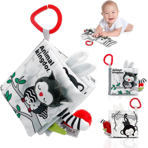 Crinkle Soft Baby Books, 3D Touch Feel High Contrast Cloth Book Sensory Baby Toys 0-6-12 Months, Early Learning Stroller Toys for Infants Toddler ...