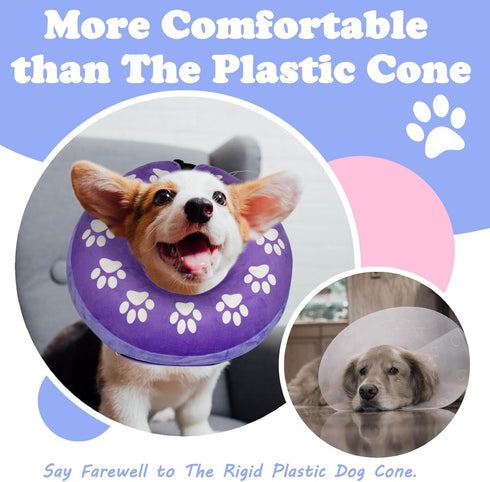 BARKLESS Inflatable Dog Cone, Soft Cone for Large Medium Dogs after Surgery, Cute Dog Donut Collar Stops Licking and Touching Stitches and Wounds,...