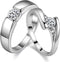 Uloveido 2 pcs His and Hers Matching Engagement Rings Set with Round Cubic Zirconia Platinum Plated Couples Wedding Ring J045...