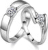 Uloveido 2 pcs His and Hers Matching Engagement Rings Set with Round Cubic Zirconia Platinum Plated Couples Wedding Ring J045...