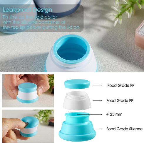INSFIT Travel Containers for Toiletries, TSA Approved Silicone Cream Jars, Travel Size Containers with Lids, BPA Free Leakproof Travel Accessories...