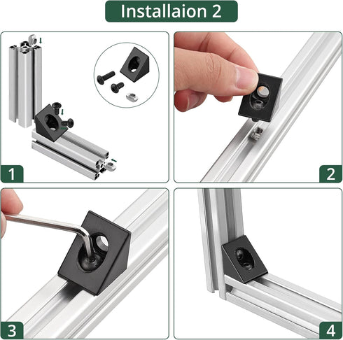 JiGiU 10PCS Triangle Angle Sharp Corner Bracket, Black Angle Sharp Corner Bracket Connector for 6mm Slot Aluminum Extrusion Profile 2020 Series 3D...