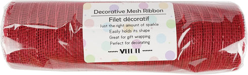 MEEDEE Red Metallic Mesh Red Deco Mesh 10 Inch Red Mesh Ribbon for Christmas Tree Red Mesh for Wreaths Decorative Mesh Wreath Supplies Garland Sta...