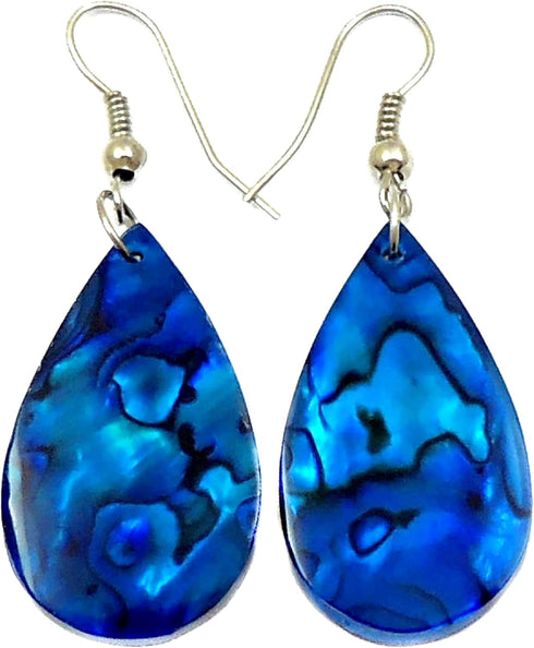 Blue Paua Abalone Earrings, Handmade Teardrop Natural Abalone Shell Earrings for Women, Dangle Drop Seashell Earrings Fashion Jewelry GA249-A...