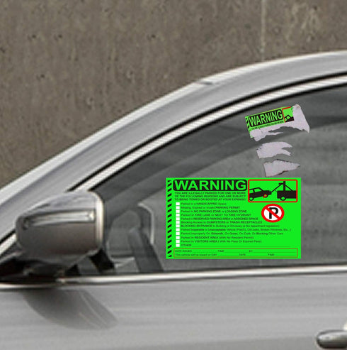 50 Pcs Parking Violation Stickers Notice Parking Violation StickersTow Stickers for Car Vehicle Private Warning Tag Adhesive Car Window Fluorescen...