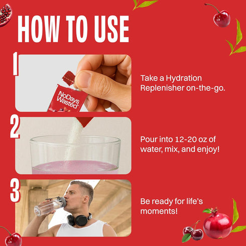 Hydration Replenisher Electrolyte Replacement Stick Packets | Essential Rapid Hydration & Vitamins | Sodium, Potassium, Magnesium, Vitamins B, C, ...