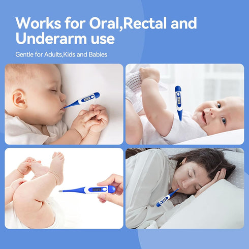 Berrcom Digital Thermometer for Adults, Oral and Underarm Thermometer for Baby and Kids Medical Thermometer with Fever Alarm Rectal Thermometer wi...