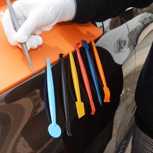 FOSHIO Car Vinyl Wrap Tool Kit 7 in 1 Flexible Magnetic Micro Stick Squeegee Curves Slot Tint Tool Kit with 14 Working Angles Fit for Installing A...
