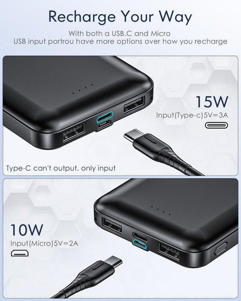 Feeke Portable-Charger-Power-Bank - 15000mAh Dual USB Power Bank Output 5V3.1A Fast Charging Portable Charger Compatible with Smartphones and All ...