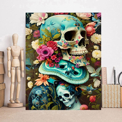 MOOMOH 5D Diamond Painting Kits for Adults - Diamond Art Kits for Adults Beginner,DIY Flowers Skull Round Full Drill Paintings with Diamonds Gem A...
