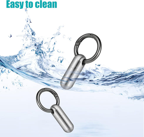 2 Pieces Tiny Keychain Pill Holder Waterproof Keychain Pill Holder Container Portable Mini Size Titanium Alloy Pill Box Case for Travel Purse Pock...