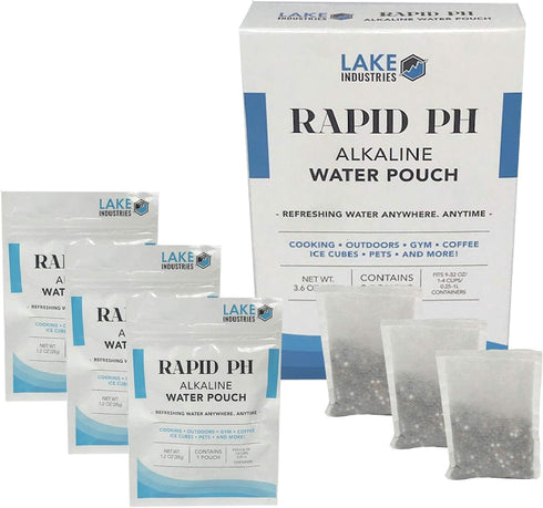 Lake Industries Rapid pH Alkaline Water Filter Pouches - Portable Water Filter System Purifier Infuser for your Water Bottle, Pitcher, Jug Contain...