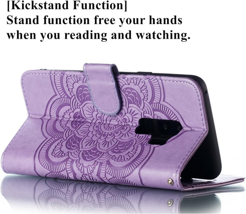 EYZUTAK Mandala Case for Samsung Galaxy S9, Premium Leather Flip Wallet Card Slots Magnetic Stand Protective Cover Ultra Slim Case with Lanyard, E...