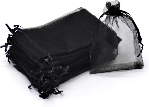 50Pcs Black Organza Bags 3x4 inch, Small Jewelry Bag Drawstring Mesh Gift Bags Wedding Party Favor Halloween Candy Pouches...