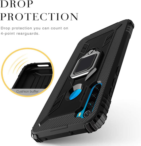 Avesfer for Xiaomi Redmi Note 8 Case with Screen Protector Tempered Glass Ring Holder 360 Degree Rotation Kickstand Shock Absorbing TPU Phone Cove...