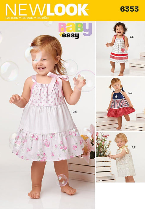 Simplicity Vintage New Look Patterns UN6353A Babies' Dresses and Panties, A (NB-S-M-L), White...