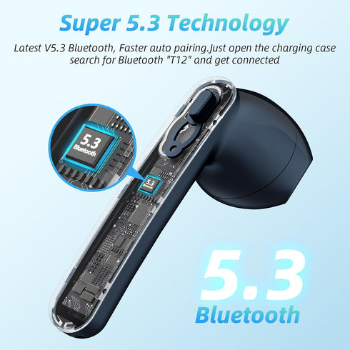 Wireless Earbuds 40H Playtime 8H Continuous Playtime Bluetooth Ear Buds, IPX6 Waterproof Stereo Sound Bluetooth Wireless Headphones with Microphon...
