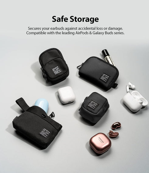 Ringke Mini Pouch Two Pocket, Small Bag for Universal Wireless Ear Buds, Durable Waterproof Keychain Accessories Compatible with AirPods Pro 2nd G...