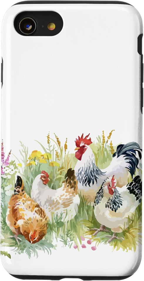 iPhone SE (2020) / 7 / 8 Cute Chicken Farm Animal Watercolor Farm Lover Case...