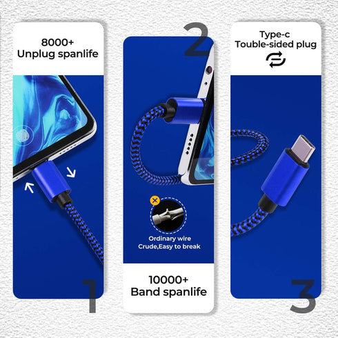 Fast Charger Cable for Motorola One Action/Macro/Vision/Zoom/Hyper/Power/Fusion+/5G Ace UW, (2Pack, 6.6Ft) Nylon Braided Charging Cord for Moto G5...