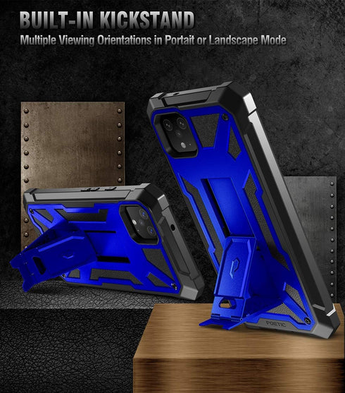 Poetic Spartan Series Designed for Google Pixel 4 5.7 inch Case, Full-Body Rugged Dual-Layer Metallic Color with Premium Leather Texture Shockproo...