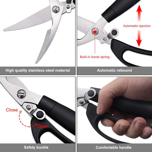 ATB Kitchen Scissor Heavy Duty Kitchen Shears with Protective Sheath Kitchen Meat Scissors, Stainless Steel Multi-function Scissors For Food Chick...