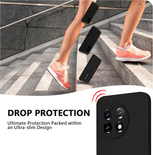 Phone Case for OnePlus 11(2023), Slim Silicone Mobile Cover Waterproof with Full Camera Protection - Black...
