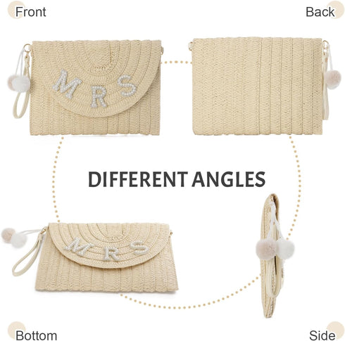 Straw Clutch Purses for Women Summer Beach Bag Woven Purse Wedding Vacation Purse...