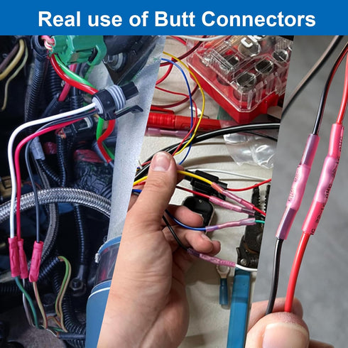 smseace 150Pcs Wire Butt Connectors 22-10AWG Heat Shrink Butt Connectors with Insulated Butt Connectors Insulated&Waterproof Butt Connectors for W...