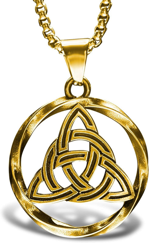 bahamut Celtic Knot Triquetra Cross Pendant Necklace for Men Woman,Vintage Norse Viking irish Trinity Protection Amulet Jewelry Gifts...