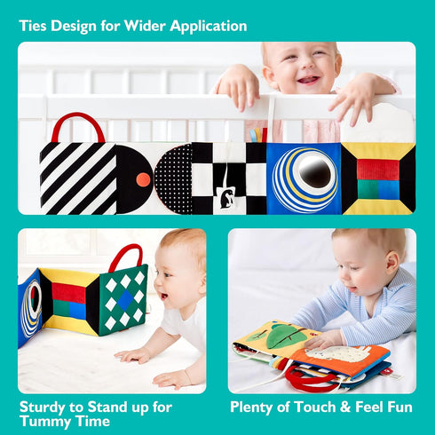 Baby Toys 0-6 Months - High Contrast Newborn Toys - Baby Tummy Time Books 0-6 Months with Crinkle, Squeaky Sounds, Touch Feel, Visual Stimulation ...