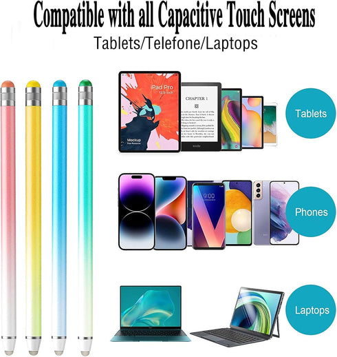 Stylus Pens for Touch Screens with 8 Extra Tips High Sensitivity & Precision Tablet Pen(4pcs),2 in 1 Stylus for iPad Compatible with All Devices...
