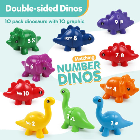Matching Number Counting Dinosaur Toys with Double-Sided 1 2 3 Number Preschool Learning Sensory Sorting Educational Montessori Toy Sets for Kids ...