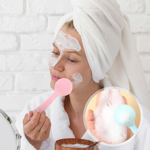 Silicone Manual Facial Cleansing Brush Skin Friendly Face Cleaning Scrubber Silicone Face Scrubber Exfoliating Brush for Exfoliating, Massaging, R...