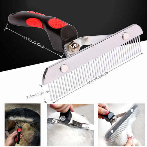 Undercoat Rake for Dogs, Dog Rake Brush Long Tooth Grooming Rakes Brush with Anti-Slip Handle - Dog Brushes for Grooming Long Hair Pets - Husky Ge...