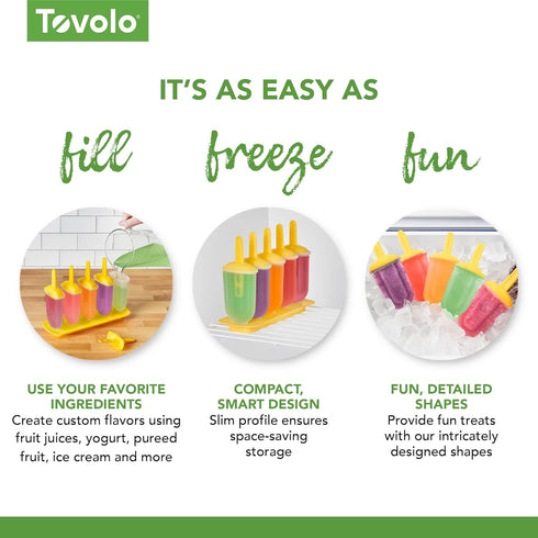 Tovolo Popsicle Molds with Sticks (5-Pack, Classic) - Reusable Ice Pop Molds & Sticks for Homemade Flavored Ice Pops & Frozen Snacks - Popsicle Ma...
