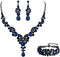 EVER FAITH Rhinestone Crystal Bridal Art Deco Floral Wave Teardrop Necklace Earrings Bracelet Jewelry Set...