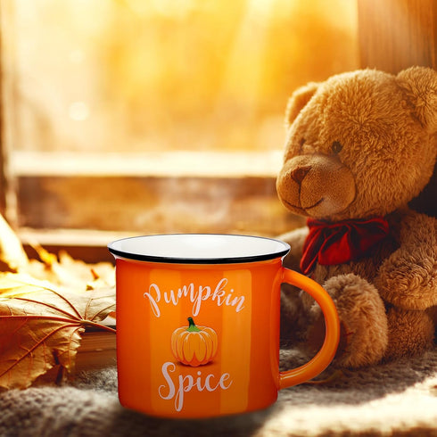 2 Pcs 14oz Hello Pumpkin Fall Mugs Pumpkin Spice Autumn Coffee Mug Orange Pumpkin Mug Campfire Autumn Coffee Cups for Happy Halloween Thanksgiving...