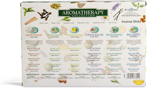 120 Sticks of Stamford Premium Aromatherapy Hex Range Incense Sticks - Relaxing, Stress Relief, Meditation, Refreshing, Sensuality & Energising In...