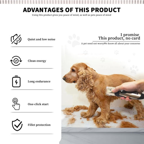 MAIRAN Dogs Pet Shaver Low Noise USB Charging Cordless Dog Grooming Kit Electric Pet Hair Trimmer Pet Hair Trimmer Large Medium and Small Dog and ...