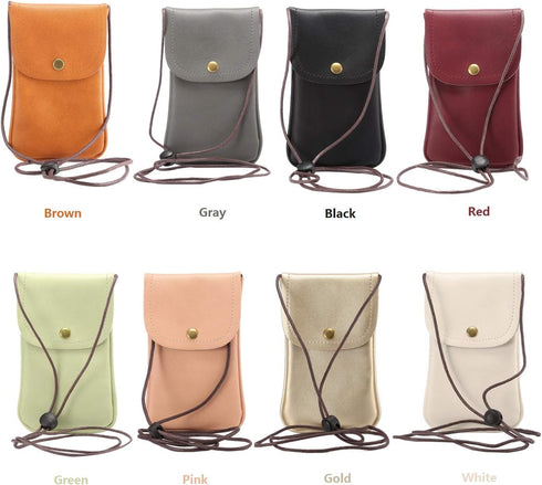 Cell Phone Neck Pouch PU Leather Carrying Bag with Credit Card Holder Adjustable Strap, Small Travel Purse for iPhone 11 XR XS Max SE 8 7 6 Plus, ...