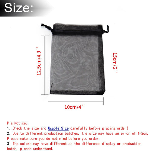 100Pcs Black Organza Bags 4x6 Inch, Sheer Drawstring Halloween Party Gift Bags Jewelry Candy Pouches Funeral Favor Bags...