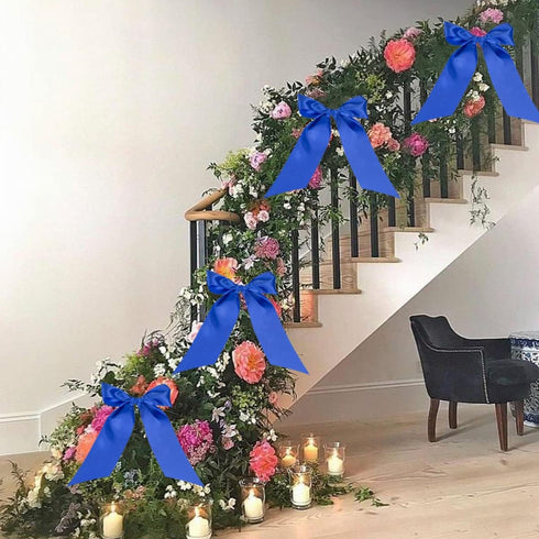 4 Inch x 24 Yard Royal Blue Satin Ribbon Single Face Solid Color Fabric Ribbons for Chair Sash Cutting Ceremony Gift Wrapping Craft DIY Sewing Car...