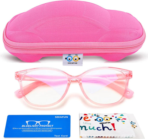 Blue Light Glasses for Kids Girls Boys with Cute Car Case, UV400 Protection, Anti Blue Ray Age3-12...