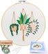 KISSBUTY Full Range of Embroidery Starter Kit with Pattern, Cross Stitch Kit Including Embroidery Fabric with Plant Pattern, Bamboo Embroidery Hoo...